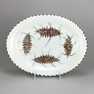 Pine cone oval platter Maine made pottery