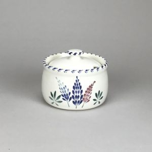 Lupine sugar bowl Maine made pottery