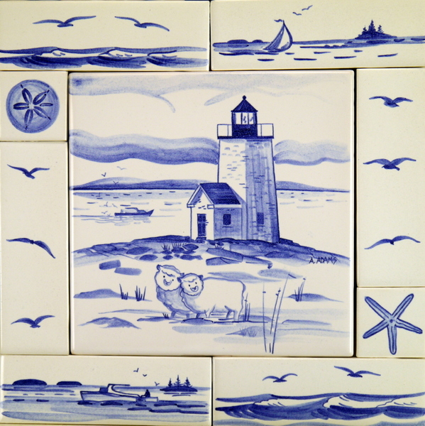 Nash Island Lighthouse tile composition 12x12
